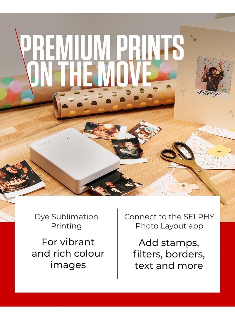 Canon SELPHY QX20 portable printer - for Wi-Fi printing straight from your smart device. Dye Sublimation, 2 sizes of peel and stick Prints and USB-C Charging - Red red - Image 3