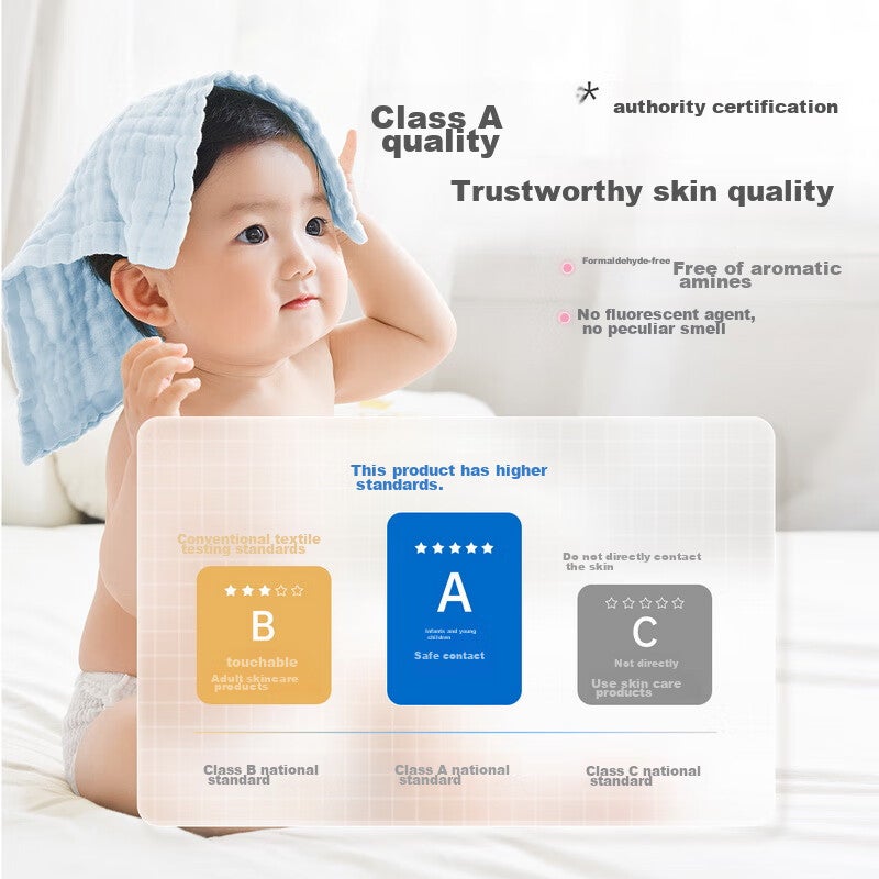 JD Jing Zao Springbuds Baby Face Towel, Drool Bib, Square Cloth, Infant Bubble Pure Cotton Gauze Square Towel, 6-Pack, 3030cm - Image 2