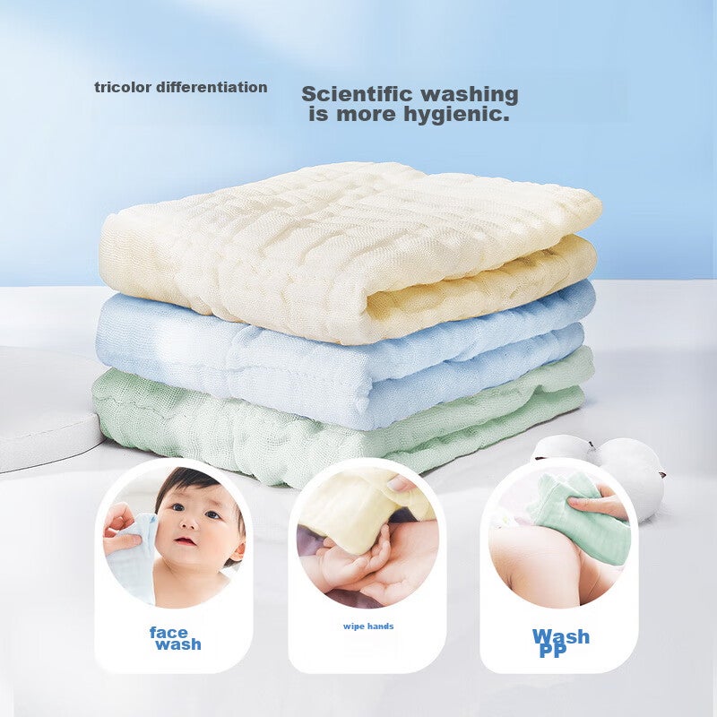 JD Jing Zao Springbuds Baby Face Towel, Drool Bib, Square Cloth, Infant Bubble Pure Cotton Gauze Square Towel, 6-Pack, 3030cm - Image 4
