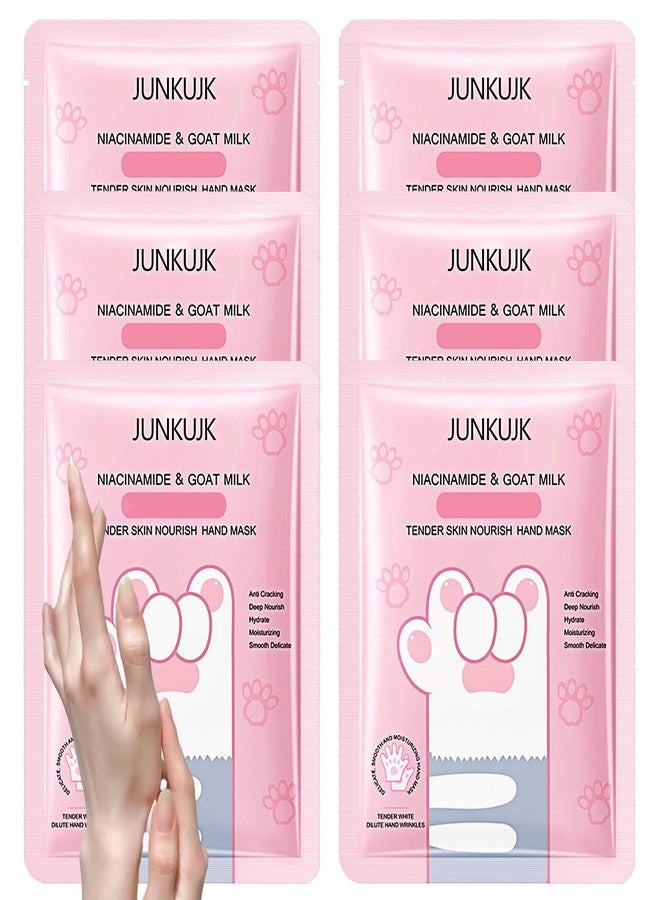 JunKuJK 6PCS Hand Masks,Hydrating Hand Masks Moisturizing Gloves Overnight for Dry Cracked Hands,Daily Hand Care Hand Masks Gift Set for Women and Men A - Image 1
