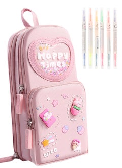 NajmStyle Mini Backpack Pencil Case Art Marker Storage Canvas Makeup Pocket Small Gadget Bag Organizer Random Free of 6 Pack Highlighters  - Image 1