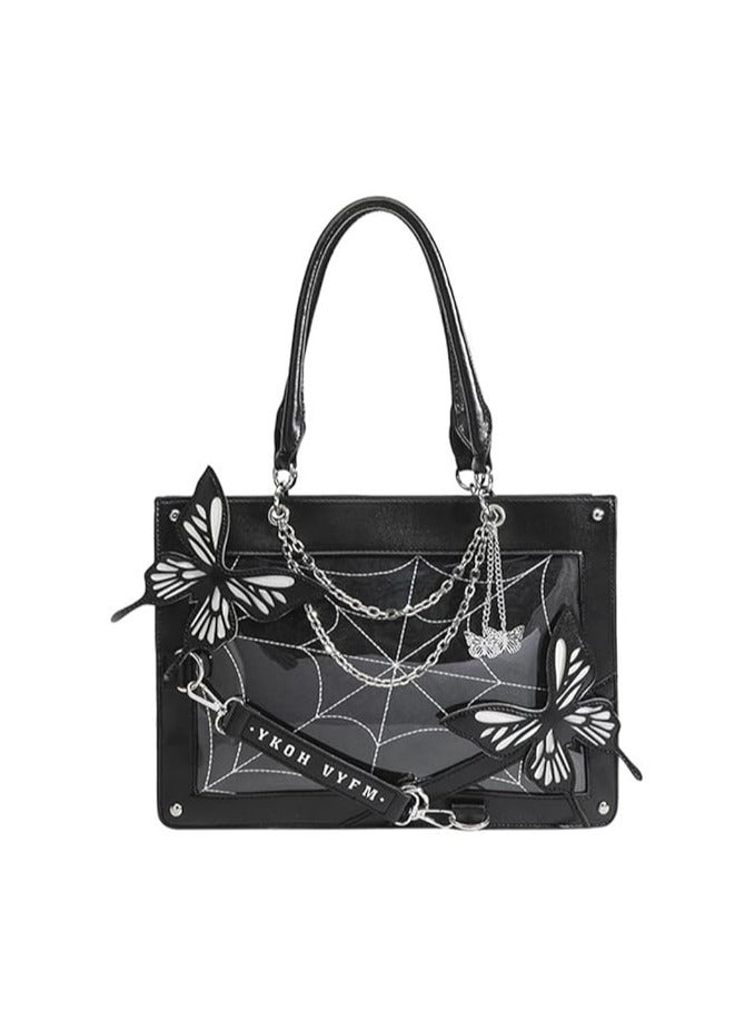 general Vintage Black Handbag Lolitas JK Uniform Shoulder Bag Crossbody Butterfly Spider Web Messenger Bag  - Image 1