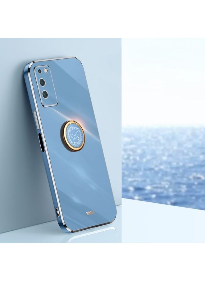 HuHa Case Cover For Honor X10 5G XINLI Straight 6D Plating Gold Edge TPU Shockproof Case with Ring Holder Celestial Blue 