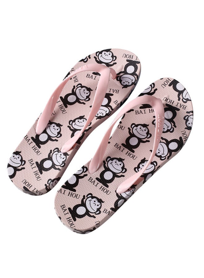 Baihou White Monkey Slippers Uni Outdoor Cartoon Printed Couple Anti-slip Clip-toe Sandals R-16 Grey 36-37 - Image 5