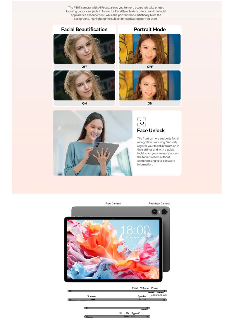 Telcast - Teclast P30T Android 14 10 Inch Tablet 4GB LPDDR4 RAM 128GB ROM 6000mAh Battery - Image 1