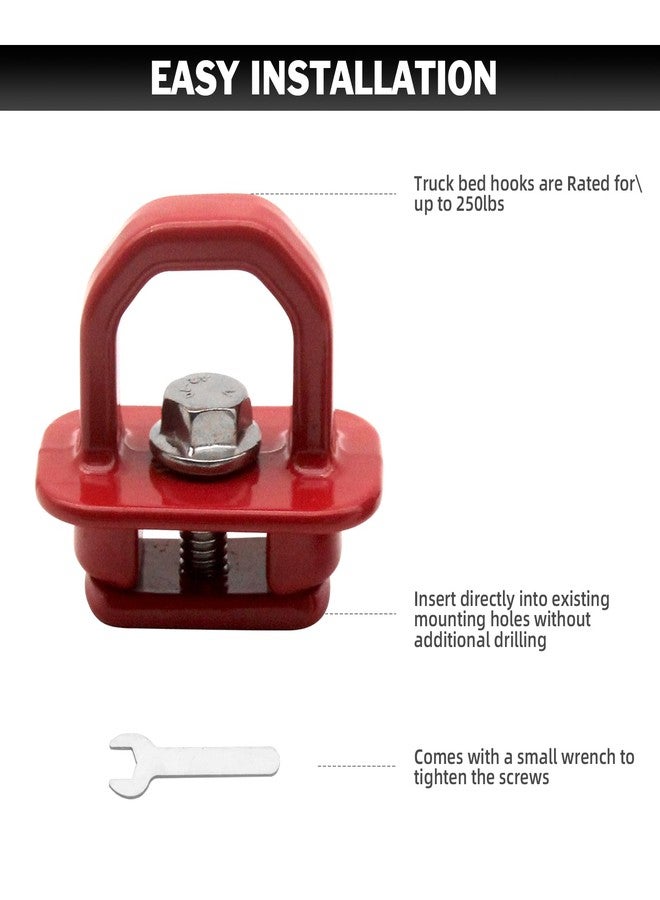 JINCHEN Aluminum Tie Down Anchors 9 Pcs Truck Bed Set Side Wall Anchor fit for 2007-2023 Chevy Silverado/GMC Sierra, 2015-2023 Chevy Colorado/GMC Canyon (Red) - Image 4