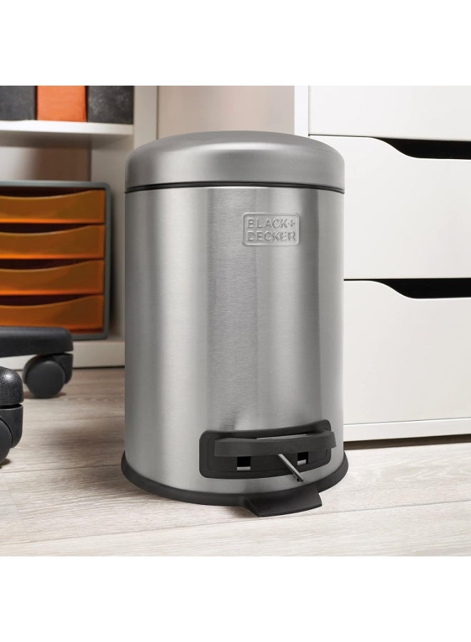 BLACK+DECKER Dome Shaped Pedal Bins With Soft Close Lids & Stainless Steel Material 5L - Image 3