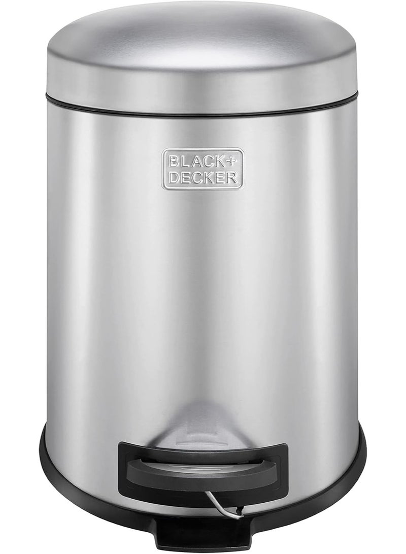 BLACK+DECKER Dome Shaped Pedal Bins With Soft Close Lids & Stainless Steel Material 5L - Image 1