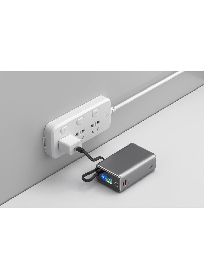 GREEN LION Tron X 25000mAh Power Bank with Smart Power Display & PD 100W / USB-C & USB-A Ports / Flight-Approved / Built-in USB-C Cable / Fast Charge Support / Multiple Protection / Powerbank Flight Approved - Grey - Image 3