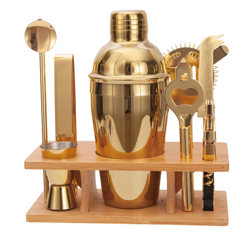 JNWINOG 9PcsCocktail Shaker Set Bartending Kit Cocktail Bar Set Cocktail Mix Drink Making Kit Professional Bar and Home Drink Bar Tools for Bartender Gold 9Pcs - Image 2