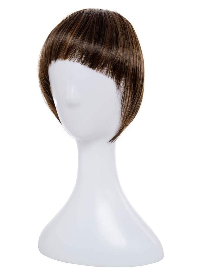 Estelle 2Pcs Clip in Bangs Hair Extensions Thick Full Neat Bangs Fringe Hair Extension 8" One Piece Clip on Front Bangs Hairpiece Dark Brown Mix Light Auburn - Image 5