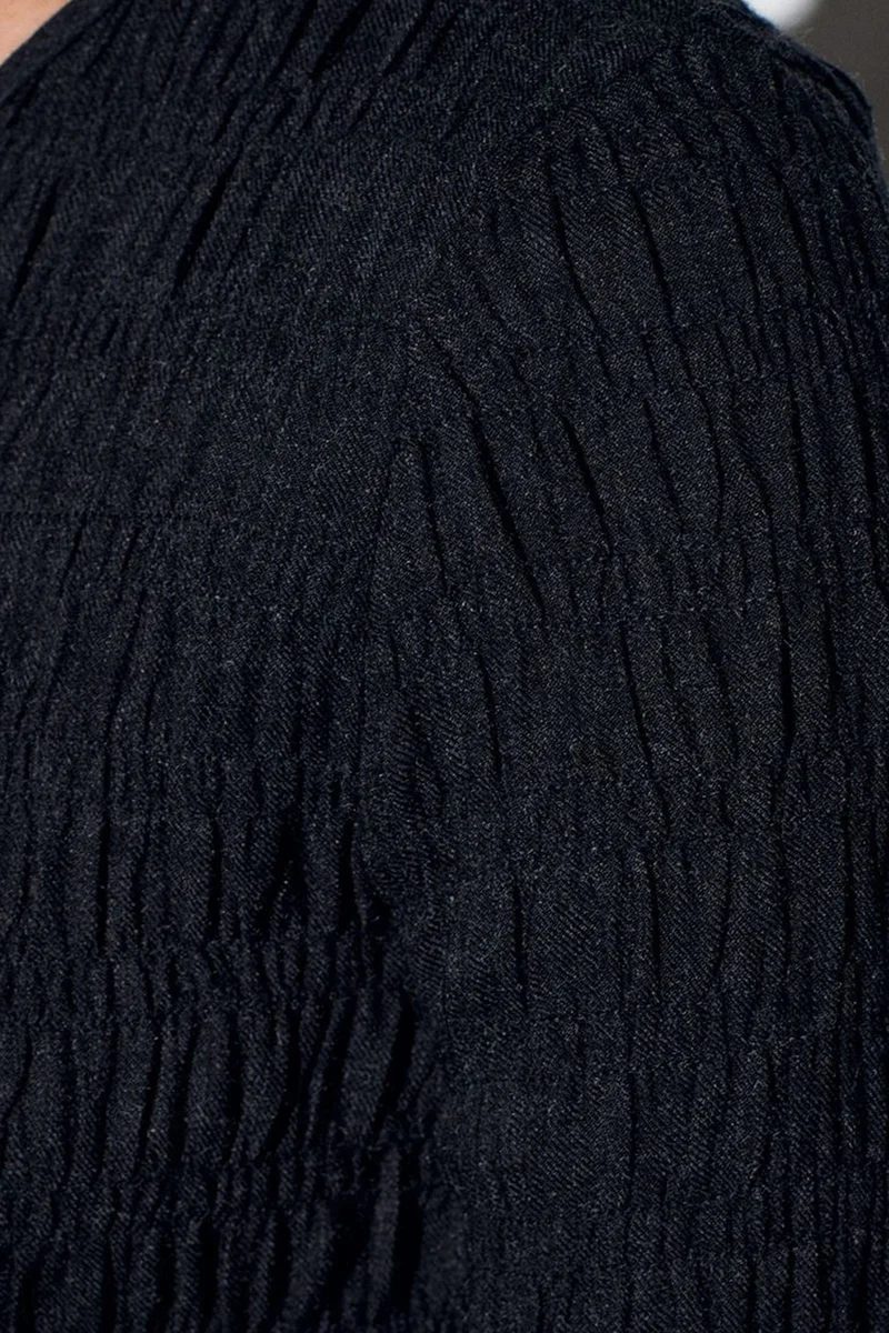 Dilvin Black DILVIN Textured Knit Button-Front Blouse for Women | Best Price UAE