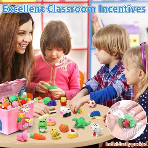 HINZER 150 Pack Animal Erasers for Kids Bulk Pull Apart 3D Puzzle Erasers Treasure Box Toys for Classroom Rewards and Prizes Class Treasure Box Kids Party Favors Back to School Supplies Gift - Image 3