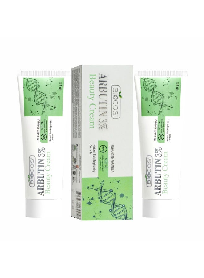 BIOCOS COSMETICS Arbutin Cream 3% With Glycolic Acid, Kojic Acid, Hyaluronic Acid & Licorice Extract | Pigmentation Cream For Face With SPF 30 | 50g Pack of 2 - Image 1