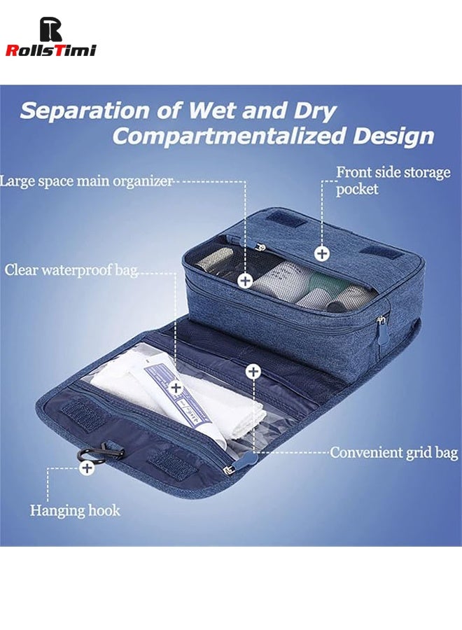 رولستيمي سعة كبيرة حقيبة أدوات الزينة حقيبة السفر مع شنقا هوك للرجال والنساء للماء السفر حقيبة مستحضرات التجميل الحمام حقيبة التخزين - Image 4