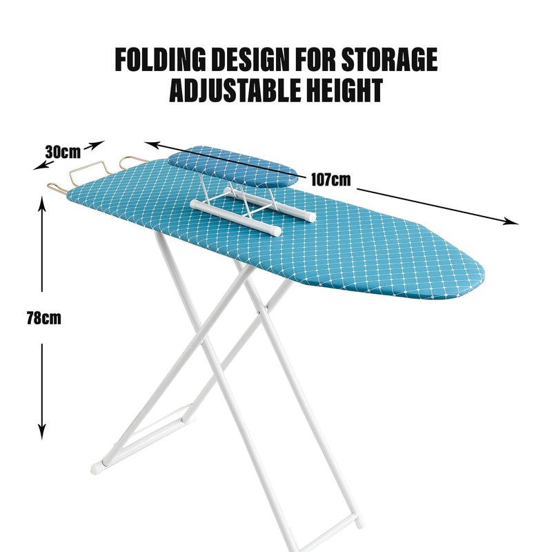 Kuber Industries 42 Inch Ironing Board with Small BoardIroning Stand for ClothesPress Table for Home Blue - Image 2
