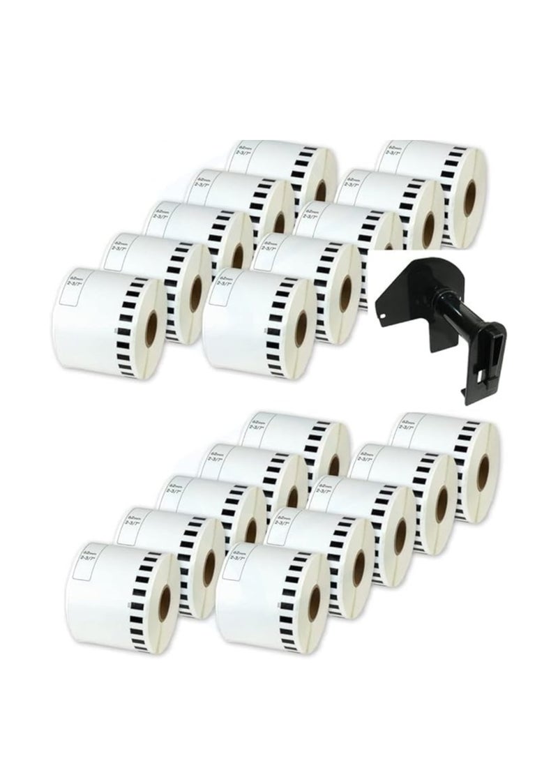 Terabyte DK-22205 Self Adhesive Compatible Label Tape- 62mm x 30 Meter for QL series Label Printers with 1 pc Reusable PVC Holder (20) - Image 1