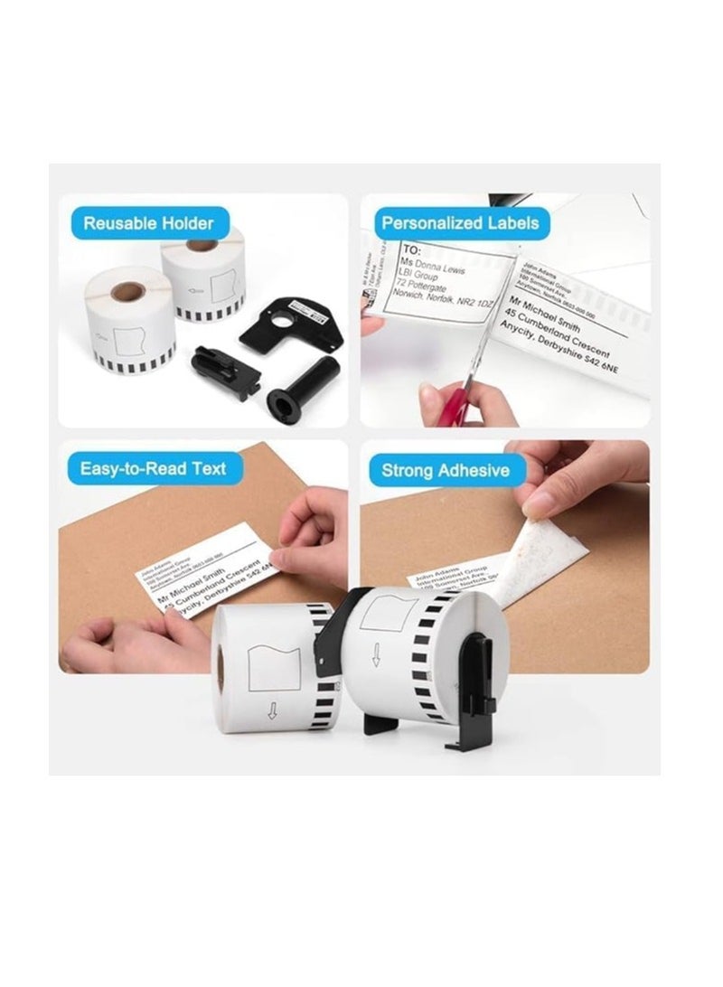 Terabyte DK-22205 Self Adhesive Compatible Label Tape- 62mm x 30 Meter for QL series Label Printers with 1 pc Reusable PVC Holder (20) - Image 2