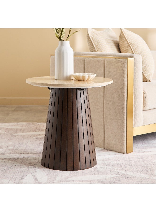 Home Box Ribella Travertine Top End Table for Home - Image 1