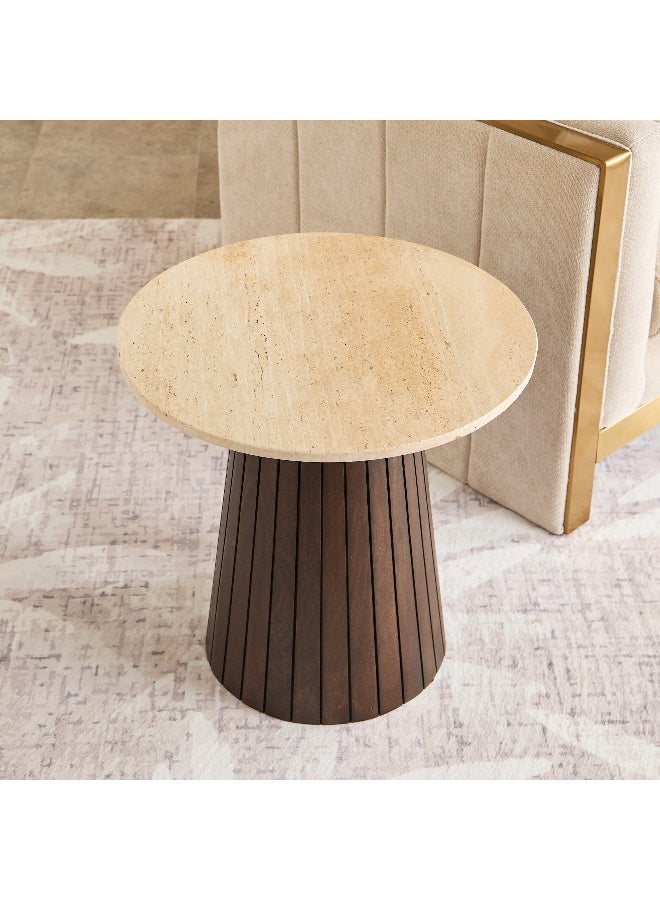 Home Box Ribella Travertine Top End Table for Home - Image 2