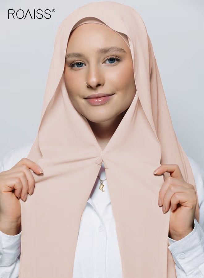 Chiffon Solid-Color Women's Headscarf Magnetic Closure Lightweight Sheer Shawl An Elegant Headwear Accessory for Everyday Wear