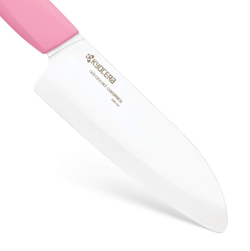 Kyoceraâ€™s Revolution Series 5.5â€ Ceramic Santoku Knife, Chef Knife For Your Cooking Needs, Pink Handle, White Blade - Image 2
