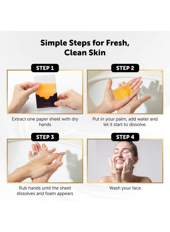 VALITIC Turmeric Kojic Acid Cleansing Soap Melting Sheets - Dark Spot Corrector Paper Soap - 100 Travel Size Facial Exfoliating Sheets With Vitamin C, Retinol, Collagen - 3 Pack - Image 5