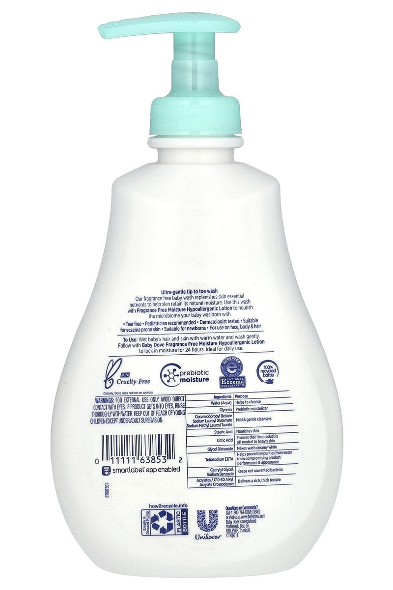 Dove Baby Dove Sensitive Moisture Fragrance-Free Head to Toe Wash 400 ml - Image 2