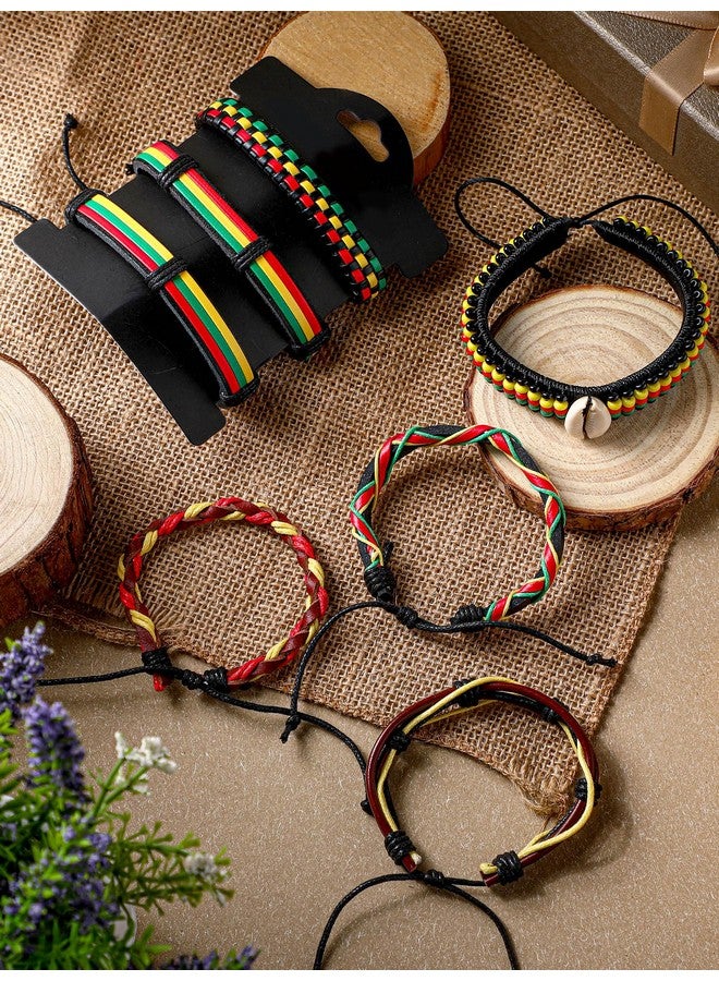 Sureio سوار أفريقي مكون من 7 قطع مع خرز قابل للتعديل مجوهرات جامايكية متعددة الطبقات سوار قبلي مضفر للرجال والنساء (أنيق) - Image 2