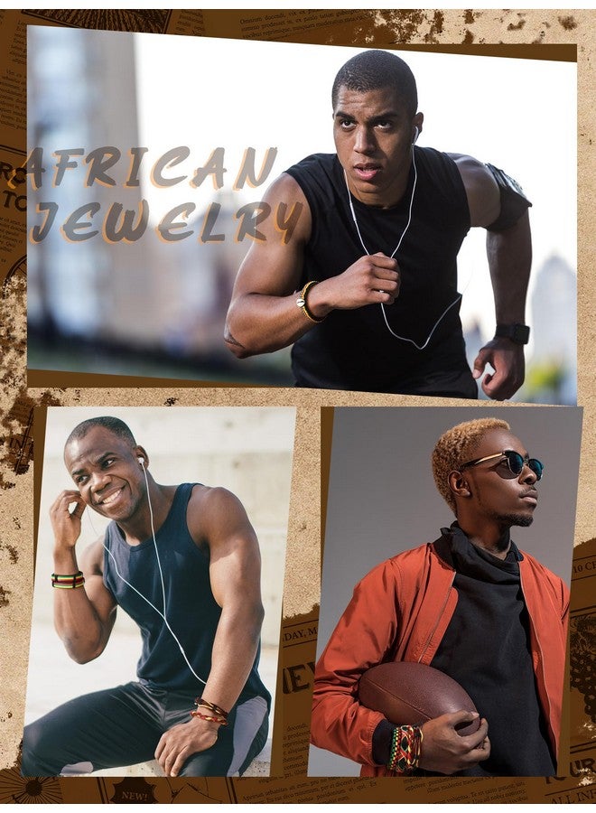 Sureio سوار أفريقي مكون من 7 قطع مع خرز قابل للتعديل مجوهرات جامايكية متعددة الطبقات سوار قبلي مضفر للرجال والنساء (أنيق) - Image 5