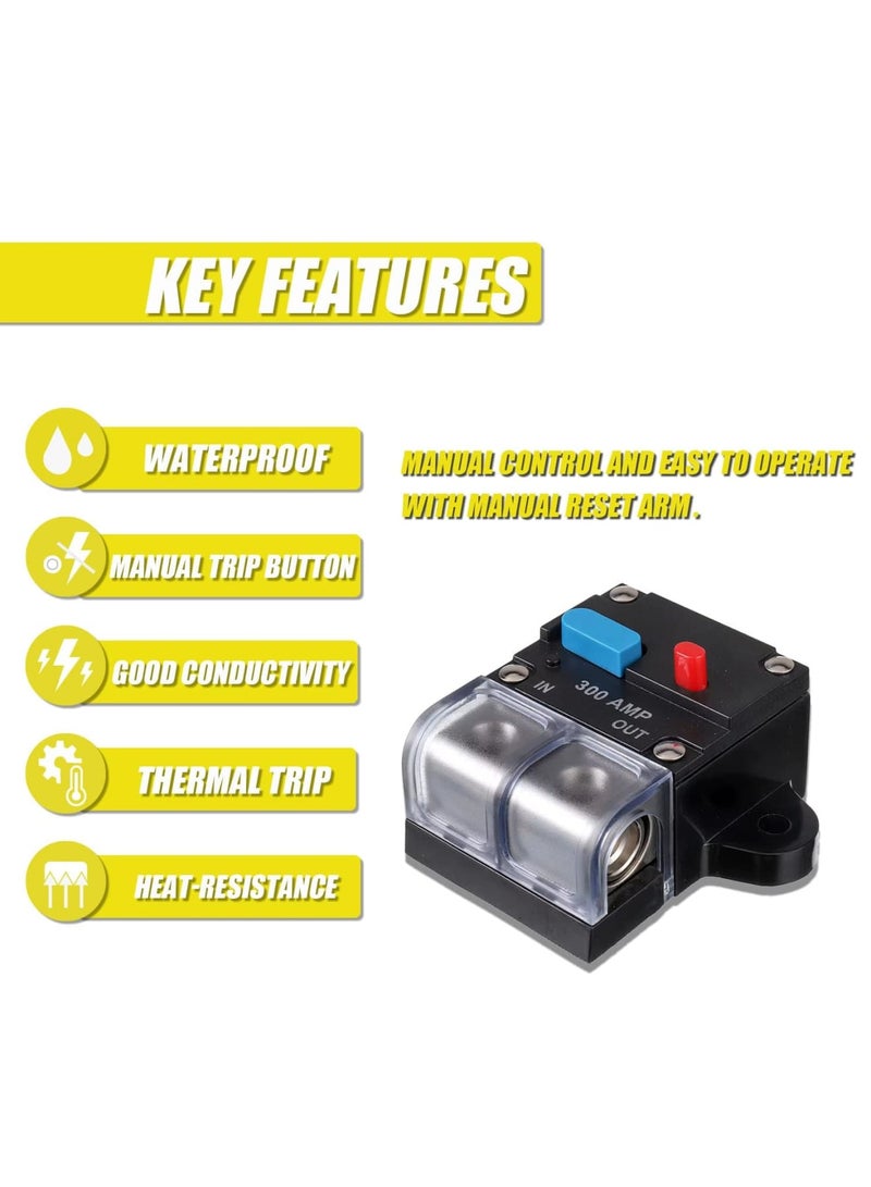 SOLARAE 300A Circuit Breaker - Resettable, Self Recovery, DC Smart Circuit Breaker With Manual Reset Button for Car Audio and Amps - Image 4