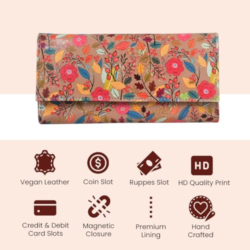 ShopMantra Wallet for Women's | Women's Wallet |Clutch |Vegan Leather | Holds Upto 6 Cards | 2 Notes and 1 Coin Compartment | Magnetic Closure | Brown - Image 2