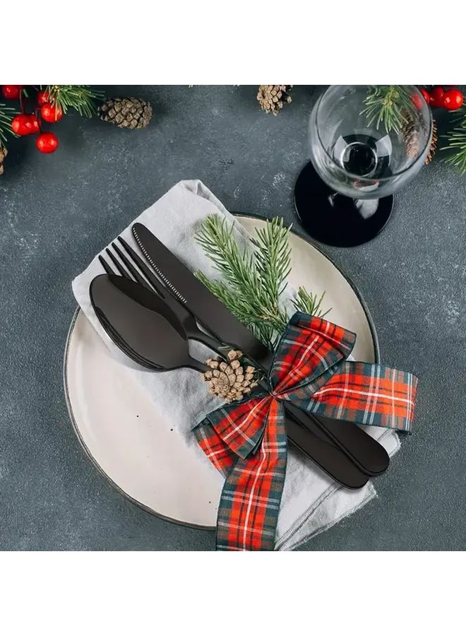 Black Portable Steak Cutlery Set Knife Fork Spoon Travel Case Camping Picnic BBQ - Image 2