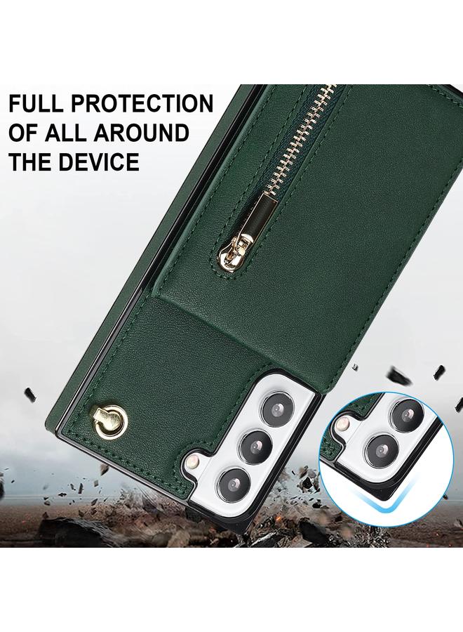 اس-توب جراب لهاتف Samsung Galaxy S21 FE 5G، جراب هاتف مربع الشكل مزود بسحاب وحقيبة لحمل البطاقات - Image 5