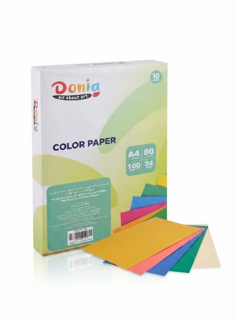 Donia A4 Multi-Colored Paper, 80gsm, 100 Sheets - Image 2