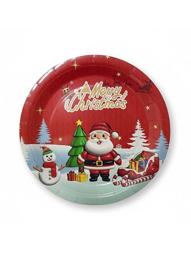 HomePro 7" Disposable Christmas Dinner Plate 6pcs Red - Image 2