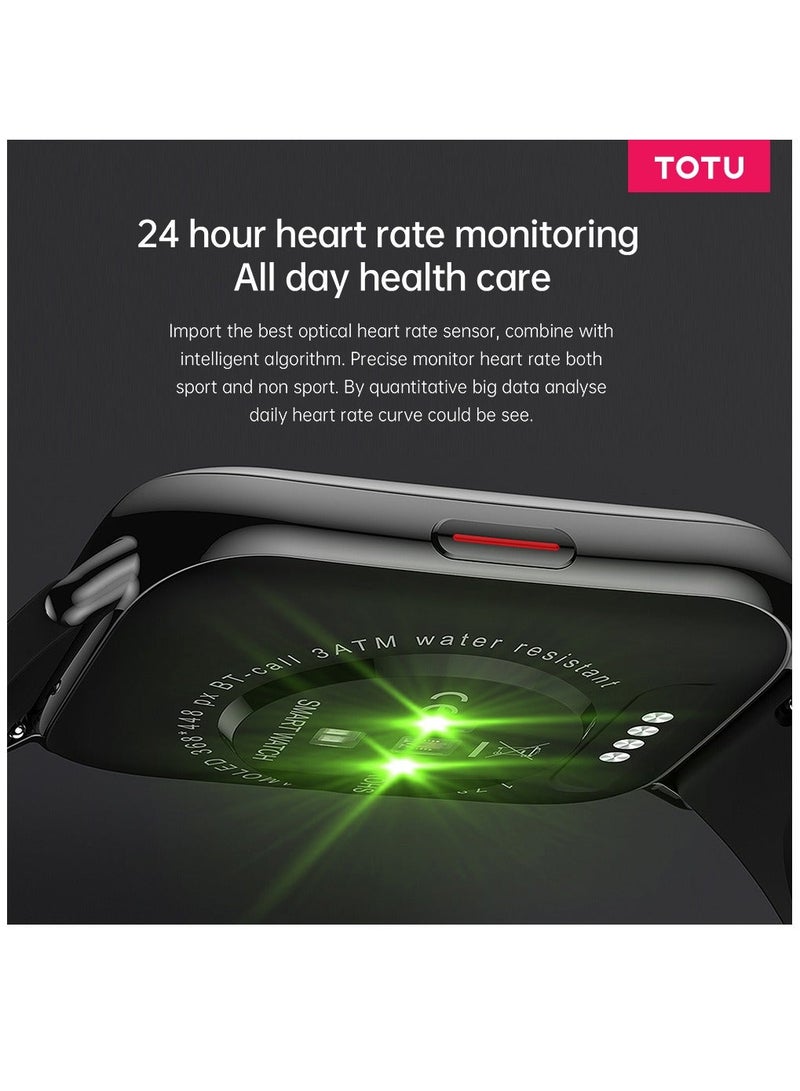 توتو Smart Watch 1.43-inch full touch screen with 280 mAh battery capacity BT Call Magnetic Charging Fitness Tracker IP68 Waterproof, Black - Image 4