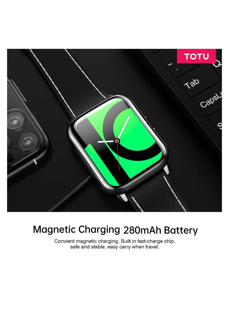 توتو Smart Watch 1.43-inch full touch screen with 280 mAh battery capacity BT Call Magnetic Charging Fitness Tracker IP68 Waterproof, Black - Image 5