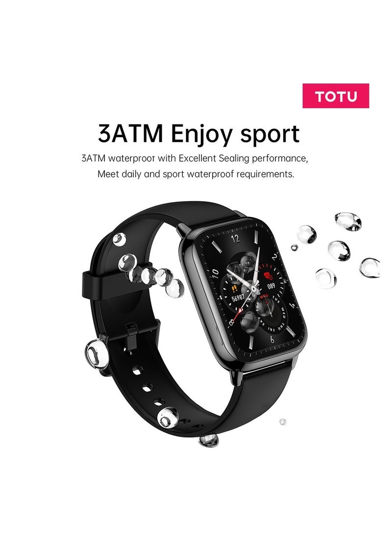 توتو Smart Watch 1.43-inch full touch screen with 280 mAh battery capacity BT Call Magnetic Charging Fitness Tracker IP68 Waterproof, Black - Image 2