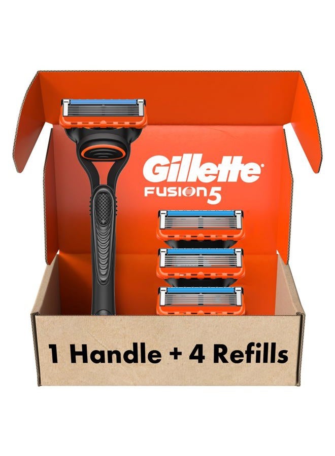 Gillette Fusion5 Razors for Men, 1 Razor, 4 Blade Refills, Lubrastrip for a More Comfortable Shave - Image 1