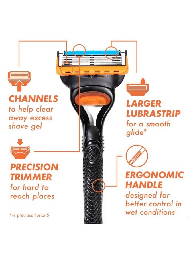 Gillette Fusion5 Razors for Men, 1 Razor, 4 Blade Refills, Lubrastrip for a More Comfortable Shave - Image 2