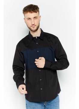 Reverse Men Regular Fit Plain Long Sleeves Casual Shirt, Black Combo  - Image 1