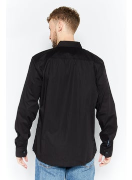 Reverse Men Regular Fit Plain Long Sleeves Casual Shirt, Black Combo  - Image 4