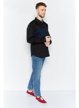 Reverse Men Regular Fit Plain Long Sleeves Casual Shirt, Black Combo  - Image 2