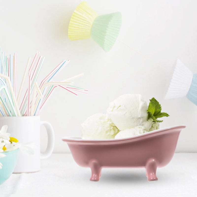 Bathtub Shape Dessert Bowl Ice Cream Bowl Ceramic Storage Bowl Random Color - Image 2