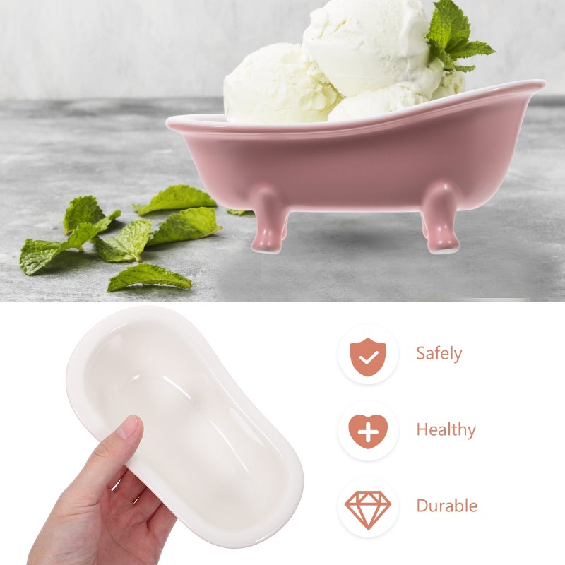 Bathtub Shape Dessert Bowl Ice Cream Bowl Ceramic Storage Bowl Random Color - Image 4