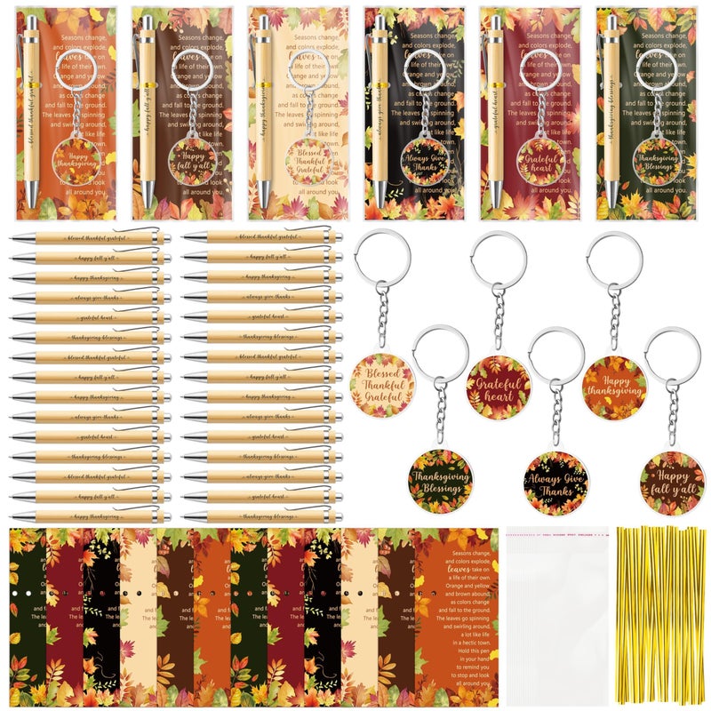 BZaber Fall Thanksgiving Gifts Set 230Pcs Autumn Maple Leaf Bookmarks Motivational Pens Keychains for Boys Girls Thank You Appreciation Gifts for Teachers Students Rewards Birthday Party Favor - Image 2