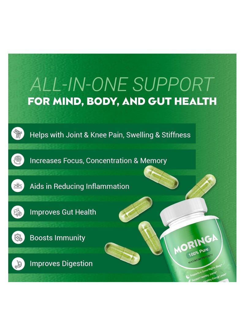 Moringa Moringa Powder Capsules Pure Nutrient Rich Moringa Powder A Natural Green Antioxidant Superfood Supports Energy Skin Health Gut Health+ Wessential Vitamins & Amino Acids A1  - Image 4