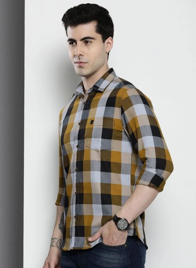 شركة المرآب الهندية Men Regular Fit Checkered Full Sleeves Cutaway Collar Casual Shirt