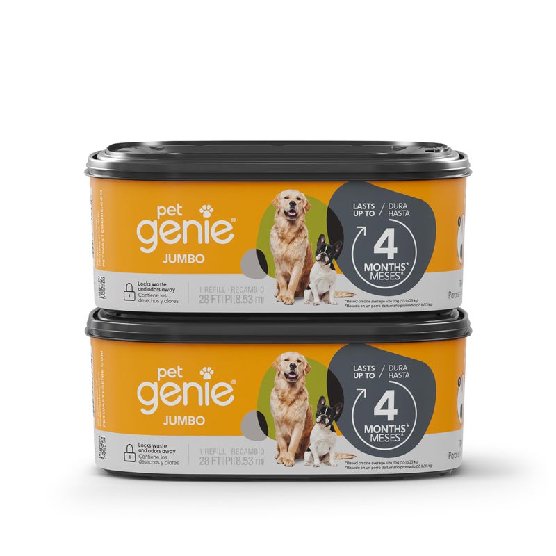 Pet Genie Refill Bags Jumbo 2Pack 56 Total ft Up to 8 Months of Supply in 2 cartridges Ultimate Odor Control Dog Poop Bags - Image 2